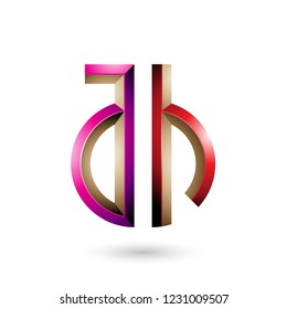Vector Illustration of Magenta and Red Key-like Symbol of Letters A and H isolated on a White Background