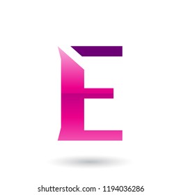 Vector Illustration of Magenta Sliced Letter E isolated on a White Background