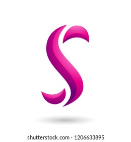 Vector Illustration of Magenta Snake Shaped Letter S isolated on a White Background