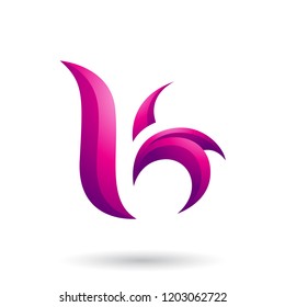 Vector Illustration of Magenta Wavy Leaf Shaped Letter B or K isolated on a White Background