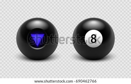 Vector illustration Magic 8 ball set. Eight. Isolated on a transparent checkered background. EPS 10