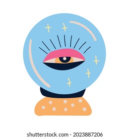 Ilustración vectorial de una bola mágica. Concepto de vector. Icono del vector. El arte de la brujería. Fondo blanco