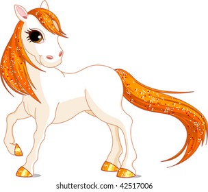 Vector Illustration of magic beautiful white horse