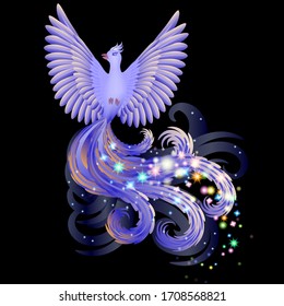 Vector illustration magic bird mystical from a fairy tale