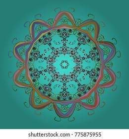 Vector illustration. Magic blue, gray and neutral holiday abstract background with star and falling snowflakes. Christmas blue, gray and neutrals.