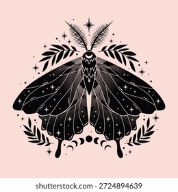 Ilustración vectorial con mariposa mágica. Para tu diseño, arte mágico.