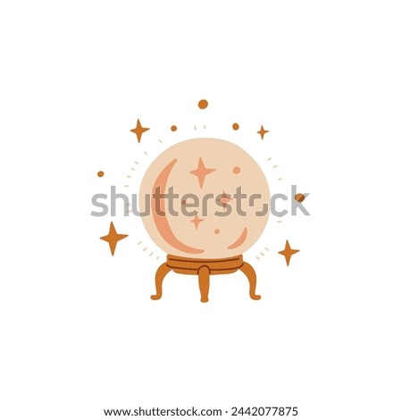 Vector illustration of a magic crystal ball. Flat style icon for witchcraft, Halloween, alchemy and occult design. Isolated magic sphere on mystical themes.