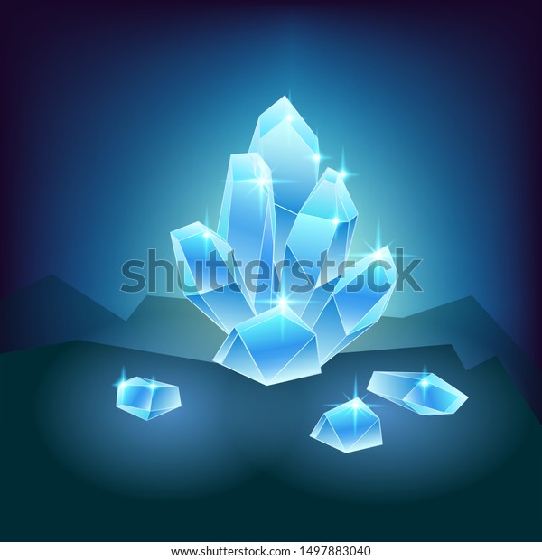 Vector Illustration Magic Crystals Gems Glitter Stock Vector Royalty Free