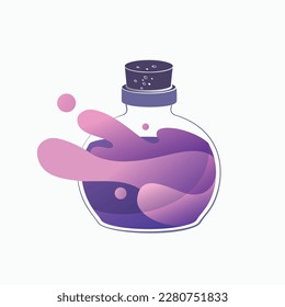 Vector illustration of magic flask isolated on white background. Liquid. Liquid figure. Fluid shapes.