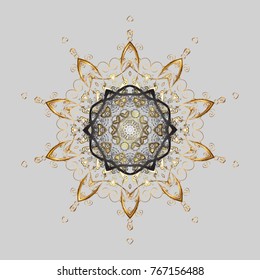 Vector illustration. Magic gray, beige and brown holiday abstract background with star and falling snowflakes. Christmas gray, beige and browns.