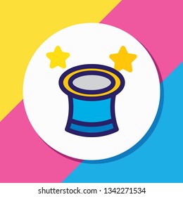 Vector illustration of magic hat icon colored line. Beautiful entertainment element also can be used as illusionist icon element.