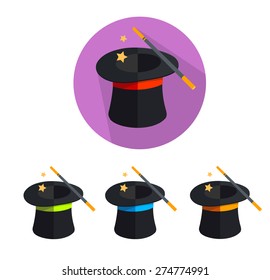 Vector illustration magic hat icon set isolated on a white background,