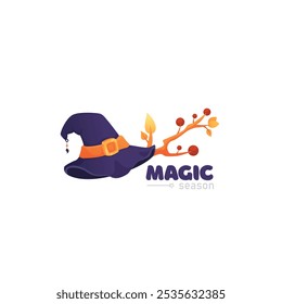 Vector illustration with magic hat on white background.