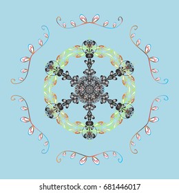 Vector illustration. Magic holiday abstract background with star and falling snowflakes. Christmas s.