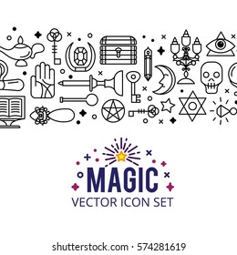 Vector illustration of magic icons. sparkle magic lights. mystery miracle