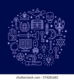 Vector illustration of magic icons. sparkle magic lights. mystery miracle