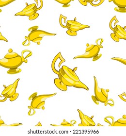 vector illustration magic lamp Aladdin seamless pattern