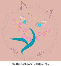 Ilustración vectorial maquillaje mágico. Para la industria de la belleza, 
carácter fantástico, aspecto mágico
