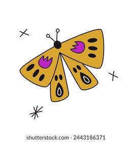 Vector illustration with magic moth on white background