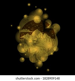Vector illustration of magic mountain