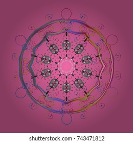 Vector illustration. Magic pink, gray and blue holiday abstract background with star and falling snowflakes. Christmas pink, gray and blues.