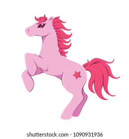 Vector illustration of a magic pony - pink horse with a star symbol