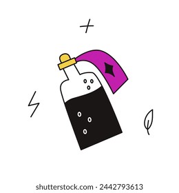 Vector illustration with magic potion bottle on white background