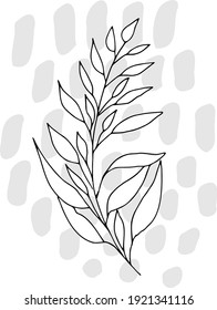Vektorgrafik von Zauberblättern mit grauen Punkten. Für Stoffe, Textilien, Wallpaper, Papiere, Hintergründe und Inspiration