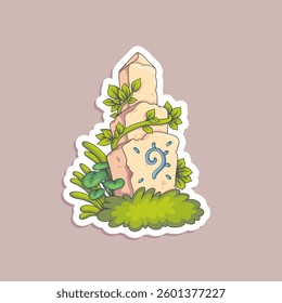 Vector illustration of magic stone. Sticker with totem. Natural element.