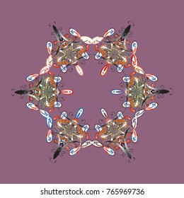 Vector illustration. Magic violet, gray and white holiday abstract background with star and falling snowflakes. Christmas violet, gray and whites.