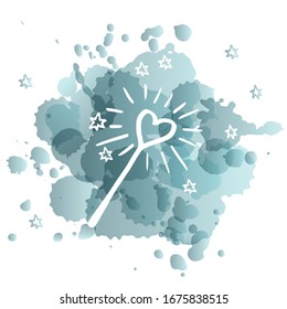 Ilustración vectorial de la varita mágica, para decoración, tarjeta, afiche, invitación, sitio, icono. Elementos gráficos para niños, , dulces, textiles, tienda de moda.