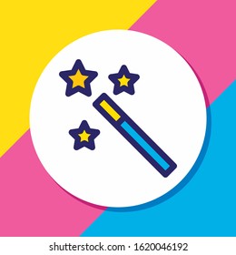 Vector illustration of magic wand icon colored line. Beautiful entertainment element also can be used as magician trick icon element.