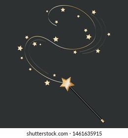 Vector illustration of magic wand. Isolated on black transparent background.
Vector Illustration eps 10.
