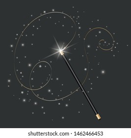 Vector illustration of magic wand. Isolated on black transparent background.
Vector Illustration eps 10.
