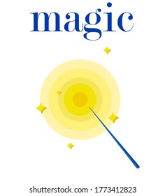 vector illustration of a magic wand on an isolated background in flat style, a magic wave of a wand