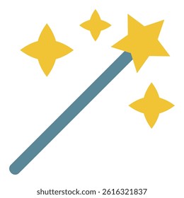 A vector illustration of a magic wand with stars, perfect for use in designs related to fantasy