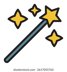 A vector illustration of a magic wand with stars, perfect for use in designs related to fantasy.