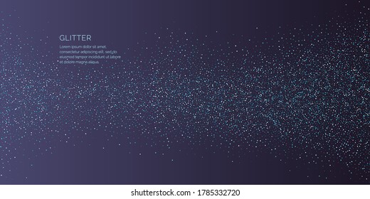 Vector illustration of a magic wave with shining particles of glitter on a dark background. Abstract concept for template design of websites in the beauty industry and entertainment