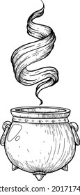 Vector illustration of magic witch pot