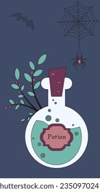 Ilustración vectorial. Magia, brujería, Halloween. Para historias, carteles, postales