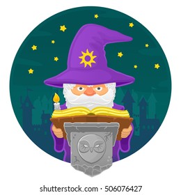 Vector illustration of a magic wizard Halloween night