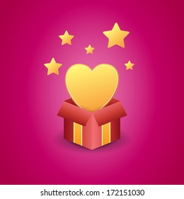 Vector illustration of a magical box showing love gift.