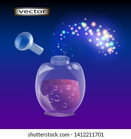 Vector illustration of a magical scent of perfume to open a bottle