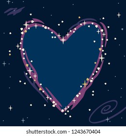 vector illustration of a magical starry sky with the constellation of the heart