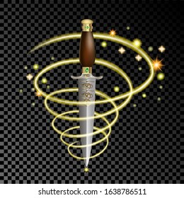 Vector illustration of a magical sword, the blade shining stars magical item