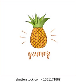 Vector illustration with magic,delicious pineapple. Yummy-yummy!