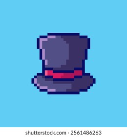 Vector Illustration of Magician Hat with Pixel Art Design, perfect for game assets themed designs