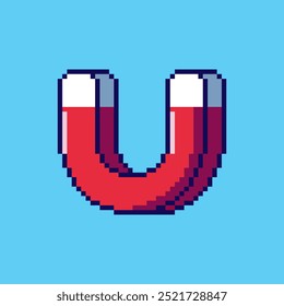 Vector Illustration of magnet with Pixel Art Design, perfect for game assets themed designs
