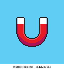 Vector Illustration of magnet with Pixel Art Design, perfect for game assets themed designs