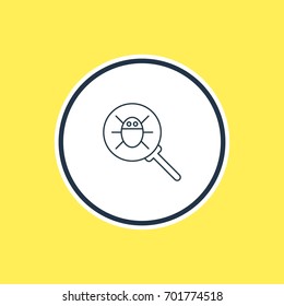 Vector Illustration Of Magnifier Outline. Beautiful Network Element Also Can Be Used As Bug Element.